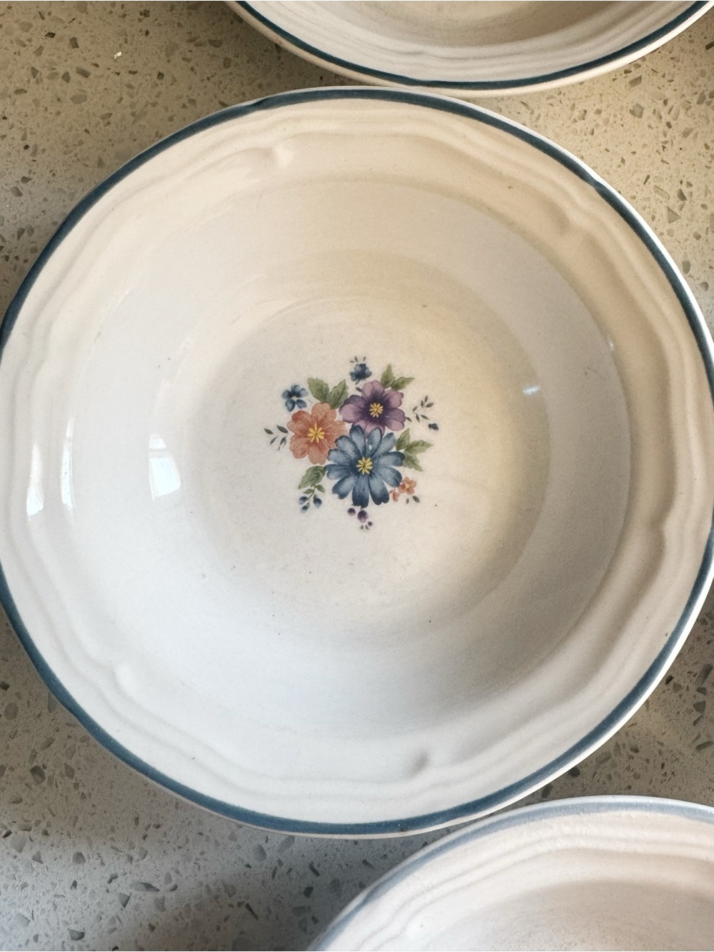 Provincial Bouquet Thailand Stoneware Floral Cereal Bowls Set of 5 - Picture 3 of 6